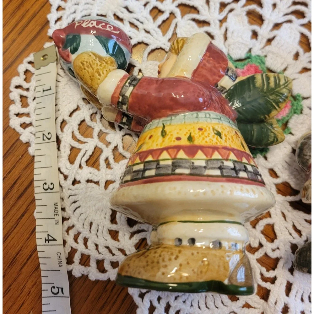 Vtg Sakura Peace Santa Salt Pepper Shakers Joy To‎ The World Christmas Ornaments
